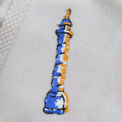 CHANEL Vintage 06C P27653v20072 100% Cashmere Coco Mark Sequin Embroidery Knit