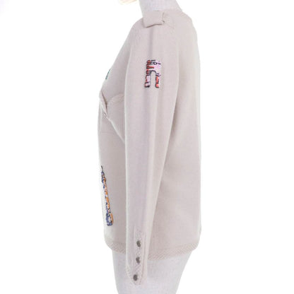 CHANEL Vintage 06C P27653v20072 100% Cashmere Coco Mark Sequin Embroidery Knit