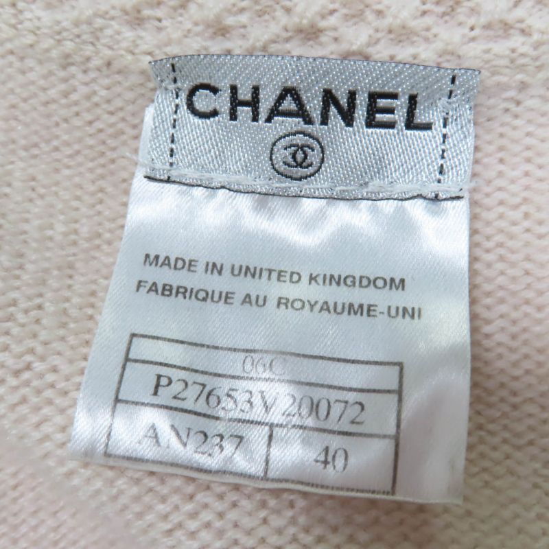CHANEL Vintage 06C P27653v20072 100% Cashmere Coco Mark Sequin Embroidery Knit