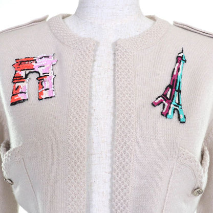 CHANEL Vintage 06C P27653v20072 100% Cashmere Coco Mark Sequin Embroidery Knit