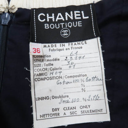 CHANEL Vintage 100% Cotton 90's Coco Mark Button Long Sleeve Knit Dress