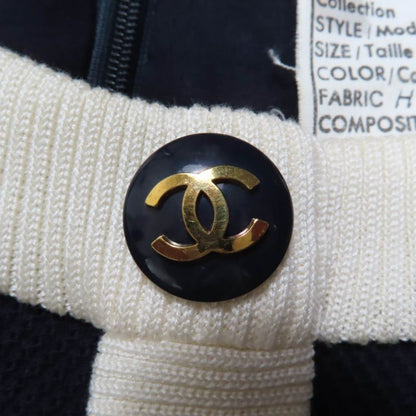 CHANEL Vintage 100% Cotton 90's Coco Mark Button Long Sleeve Knit Dress
