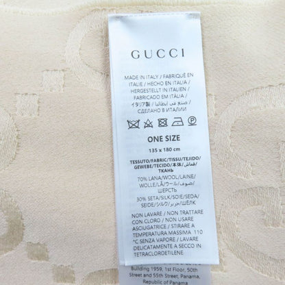 Gucci 795551 Wool Silk GG Jacquard Large Blanket Shawl Beige 135 X 180cm