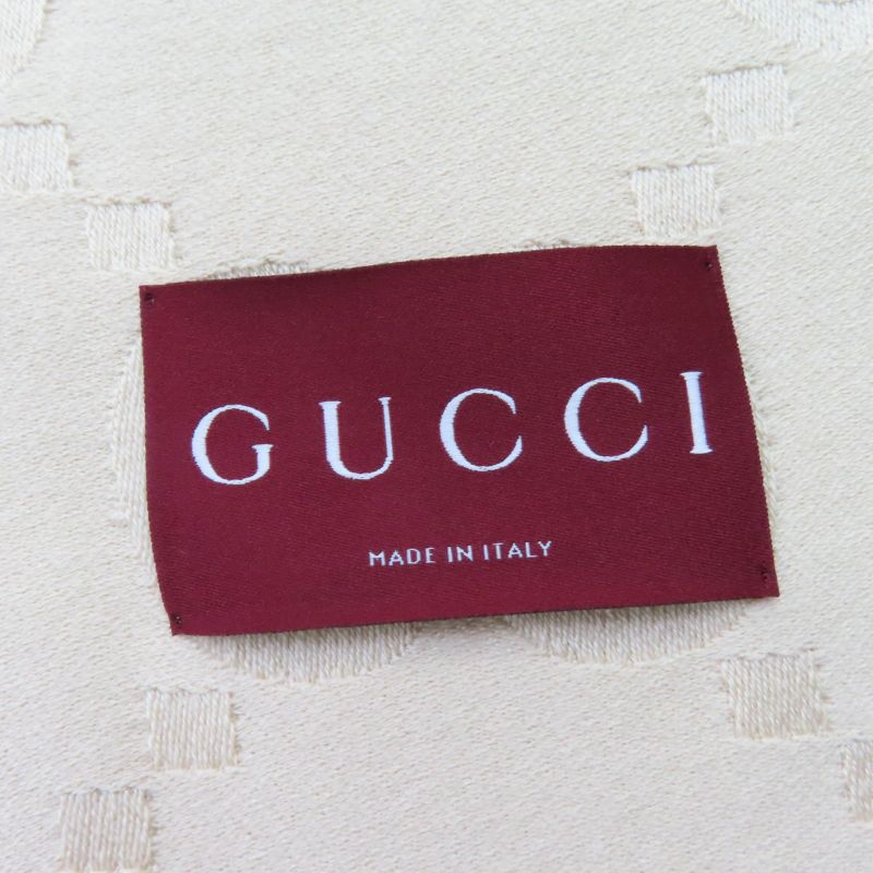 Gucci 795551 Wool Silk GG Jacquard Large Blanket Shawl Beige 135 X 180cm