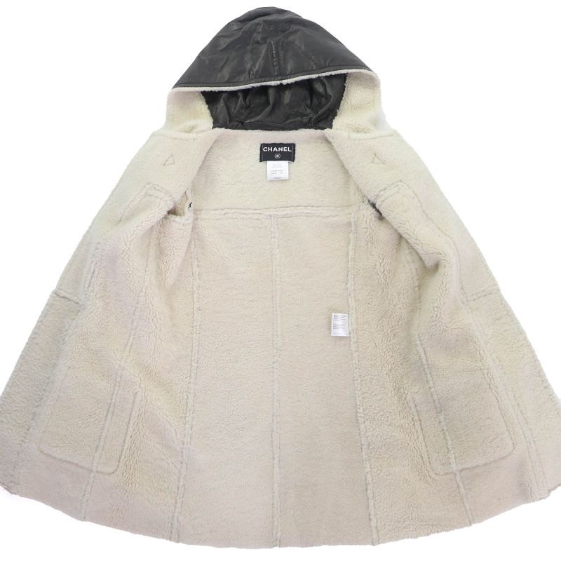 CHANEL P42361 Mouton Cowhide Leather Use Hooded Coco Mark Toggle Button Mouton