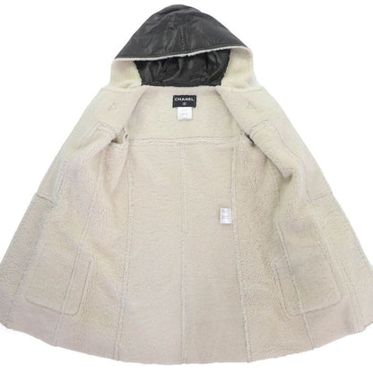 CHANEL P42361 Mouton Cowhide Leather Use Hooded Coco Mark Toggle Button Mouton