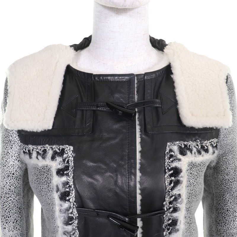 CHANEL P42361 Mouton Cowhide Leather Use Hooded Coco Mark Toggle Button Mouton