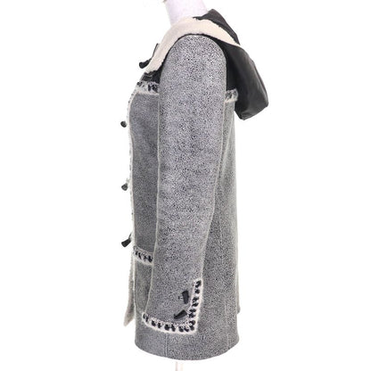 CHANEL P42361 Mouton Cowhide Leather Use Hooded Coco Mark Toggle Button Mouton