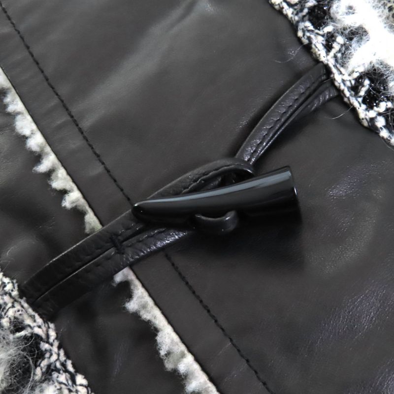 CHANEL P42361 Mouton Cowhide Leather Use Hooded Coco Mark Toggle Button Mouton