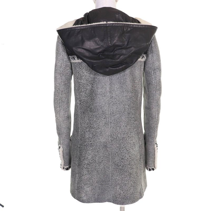 CHANEL P42361 Mouton Cowhide Leather Use Hooded Coco Mark Toggle Button Mouton