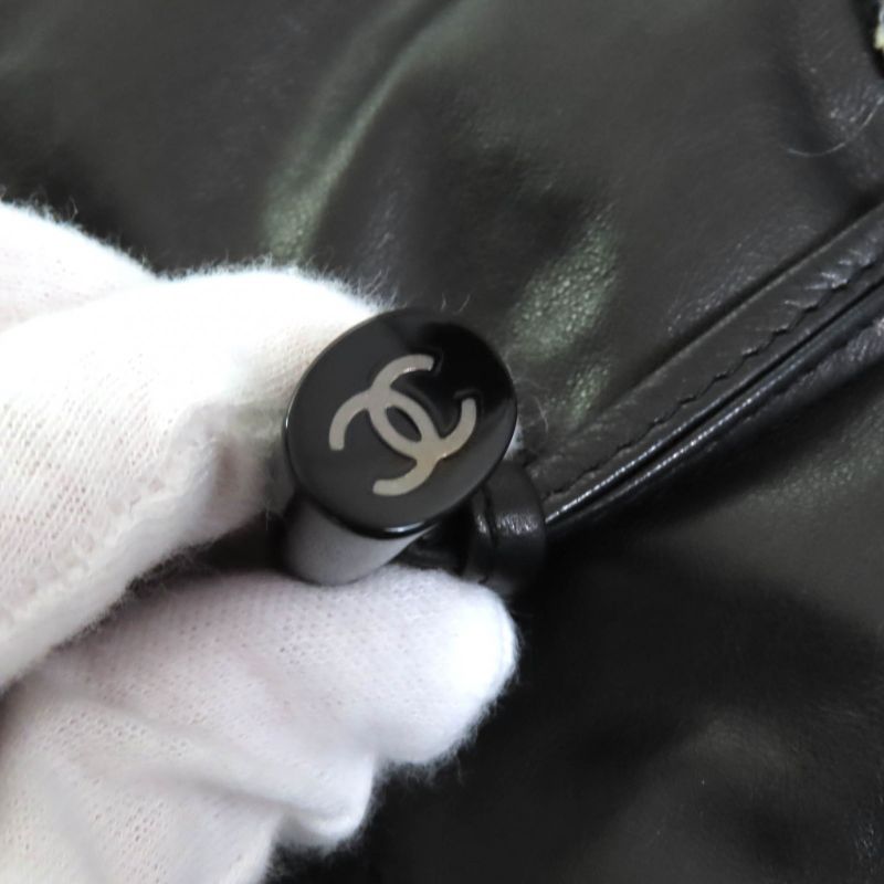 CHANEL P42361 Mouton Cowhide Leather Use Hooded Coco Mark Toggle Button Mouton