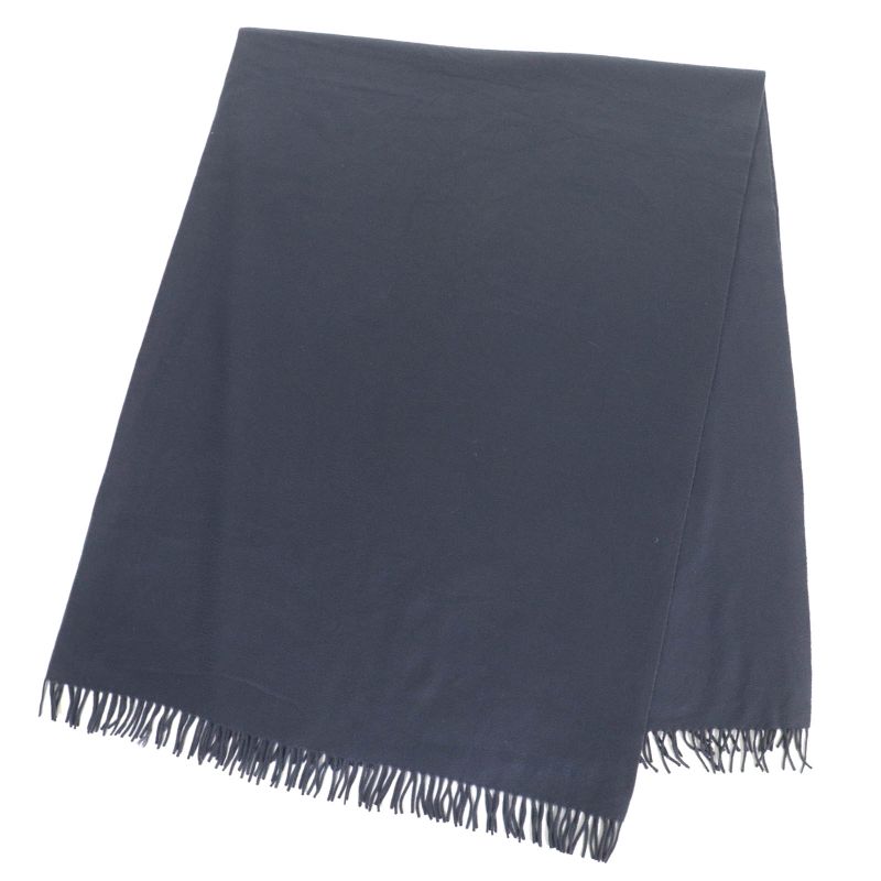Hermes 100% Cashmere Logo Embroidery Fringe Super Large Shawl
