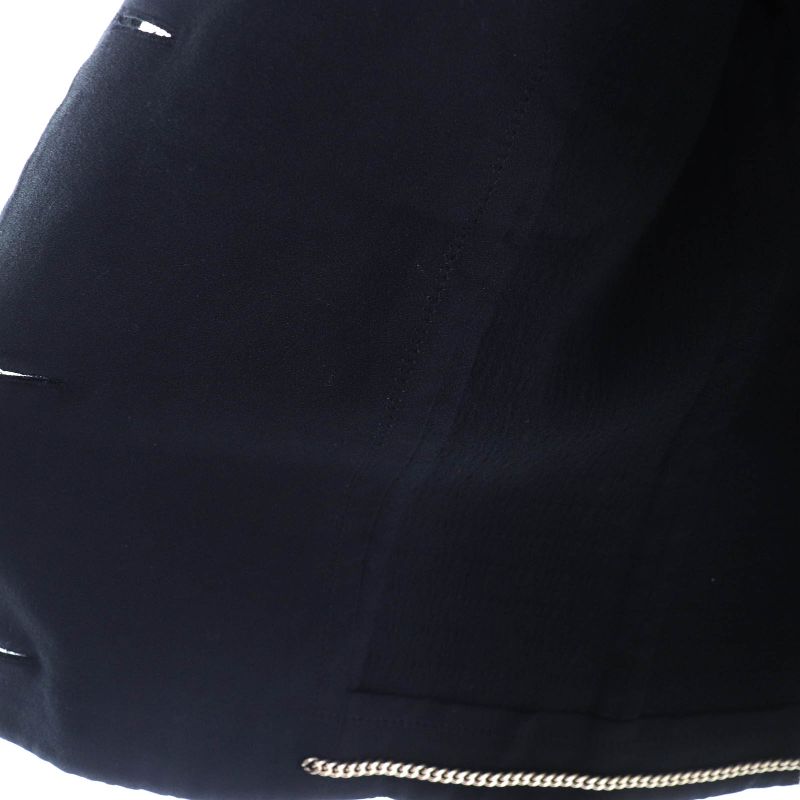 CHANEL 21S P70545 Cotton Number Ring Button Collarless Jacket Black 34 Made In