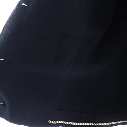 CHANEL 21S P70545 Cotton Number Ring Button Collarless Jacket Black 34 Made In