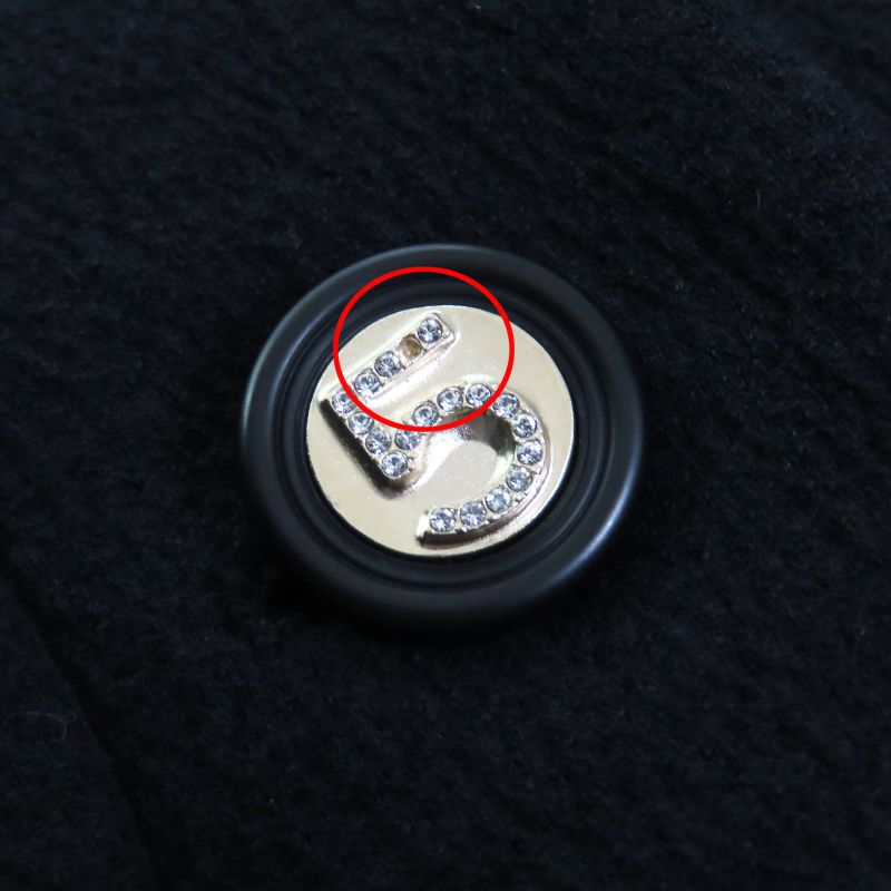 CHANEL 21S P70545 Cotton Number Ring Button Collarless Jacket Black 34 Made In