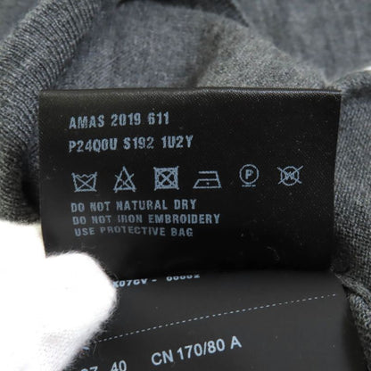 Prada P24q0u 100% Wool Back Ribbon With Rhinestones V-neck Long Sleeves Knit