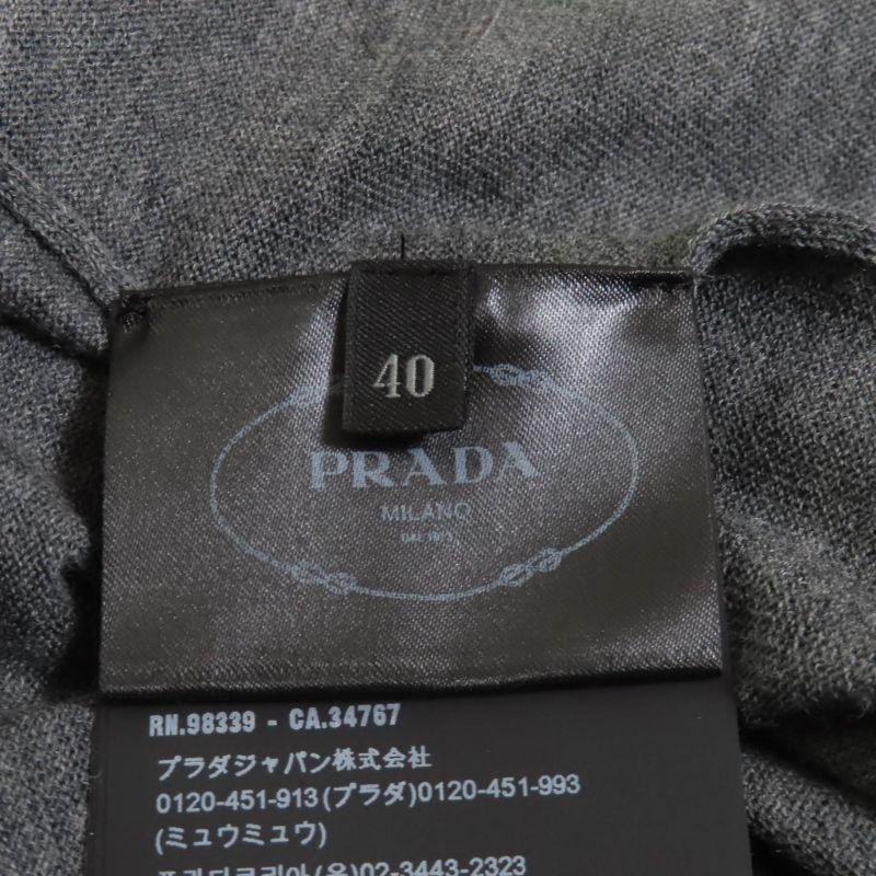 Prada P24q0u 100% Wool Back Ribbon With Rhinestones V-neck Long Sleeves Knit