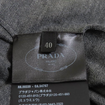 Prada P24q0u 100% Wool Back Ribbon With Rhinestones V-neck Long Sleeves Knit