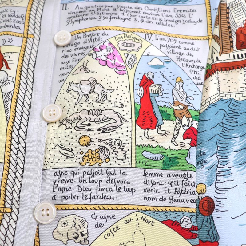 Hermes Vintage Mont Saint Michel MONT Sainct Michel 100% Silk All Over Pattern