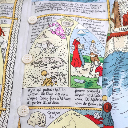 Hermes Vintage Mont Saint Michel MONT Sainct Michel 100% Silk All Over Pattern