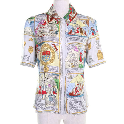 Hermes Vintage Mont Saint Michel MONT Sainct Michel 100% Silk All Over Pattern