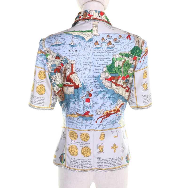 Hermes Vintage Mont Saint Michel MONT Sainct Michel 100% Silk All Over Pattern