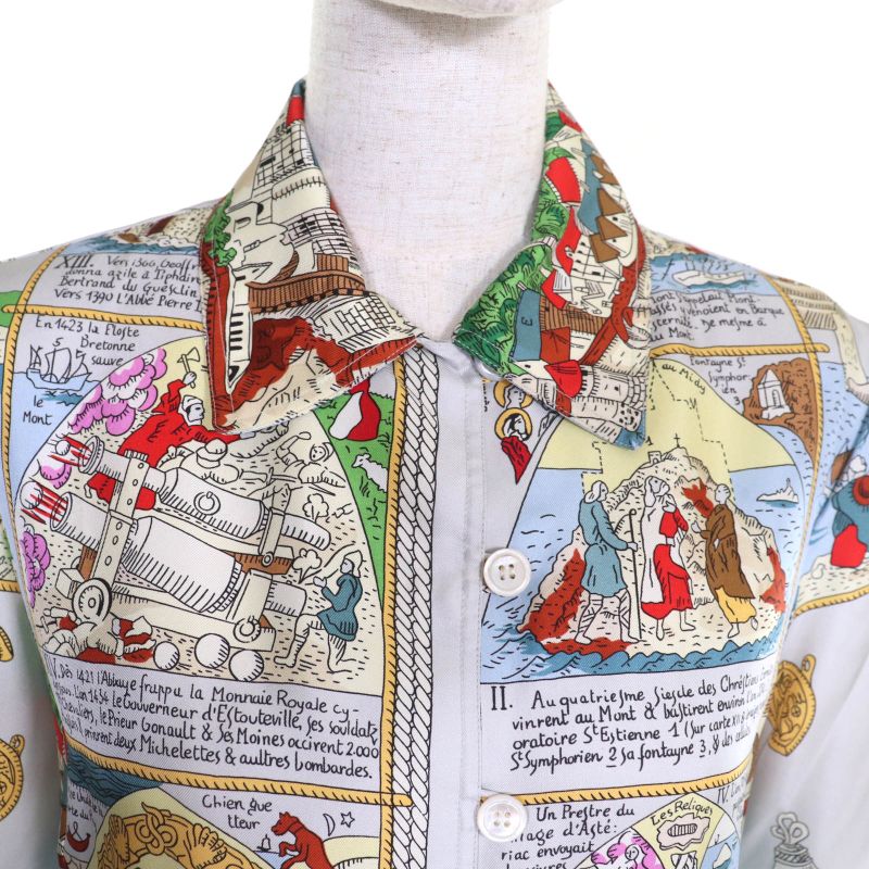 Hermes Vintage Mont Saint Michel MONT Sainct Michel 100% Silk All Over Pattern