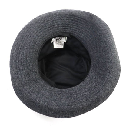 Hermes 100% Cashmere Leather Trimmed Studded Hat Grey Black 57 With Box Made In