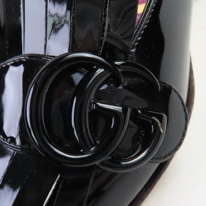 Gucci 474510 GG Marmont Quilted Patent Leather Pumps Black 36.5 With Box Made
