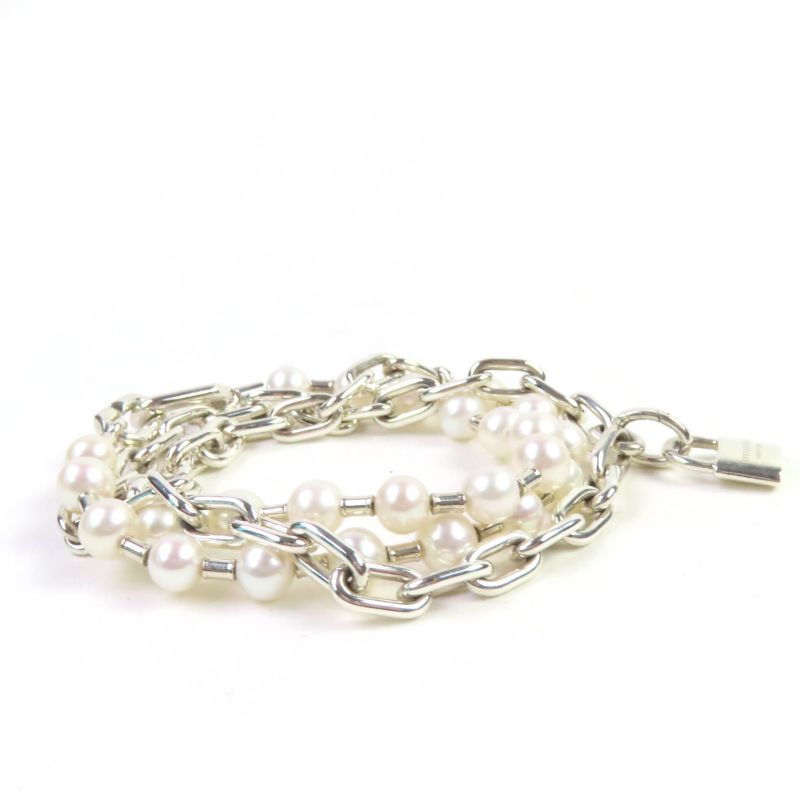 Tiffany & Co Hardware Pearl Lock Bracelet Medium Ag925 Silver With
