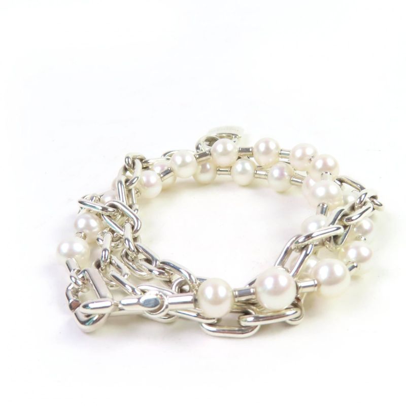 Tiffany & Co Hardware Pearl Lock Bracelet Medium Ag925 Silver With