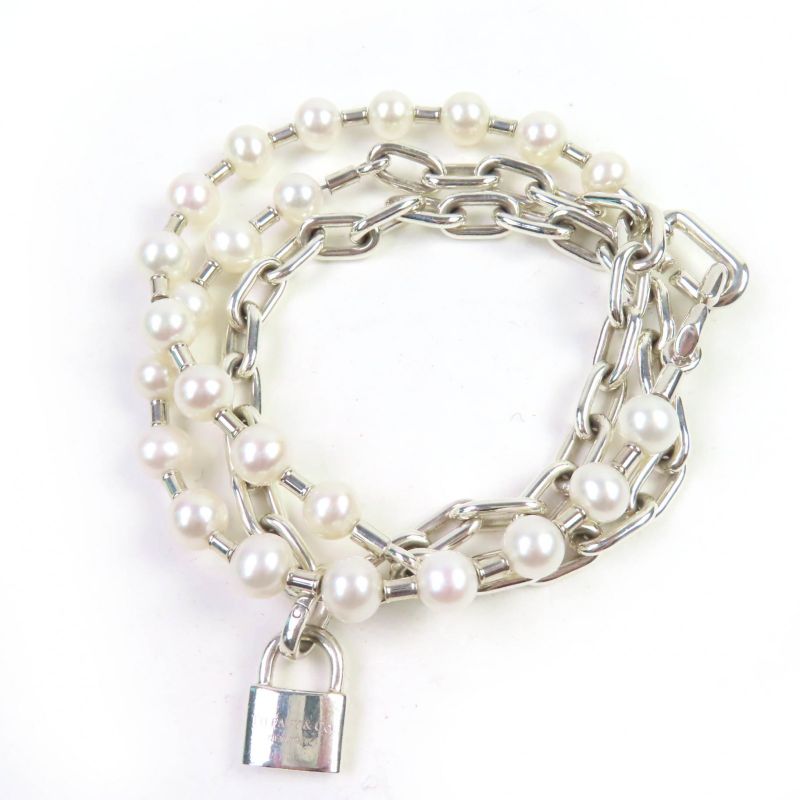 Tiffany & Co Hardware Pearl Lock Bracelet Medium Ag925 Silver With