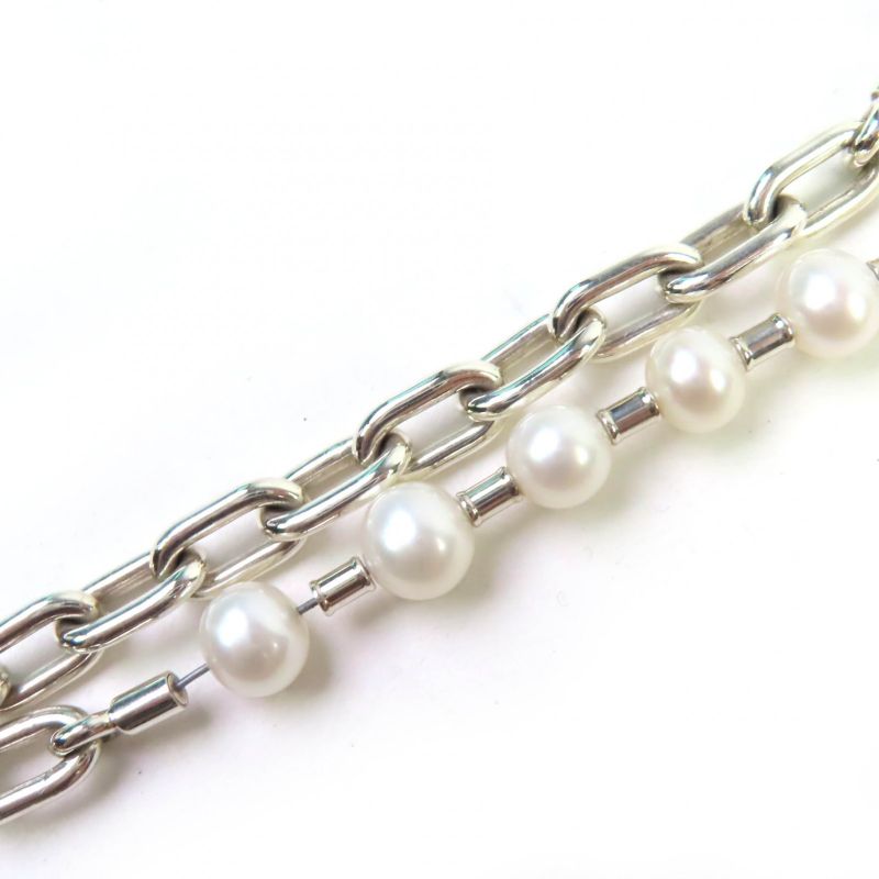 Tiffany & Co Hardware Pearl Lock Bracelet Medium Ag925 Silver With