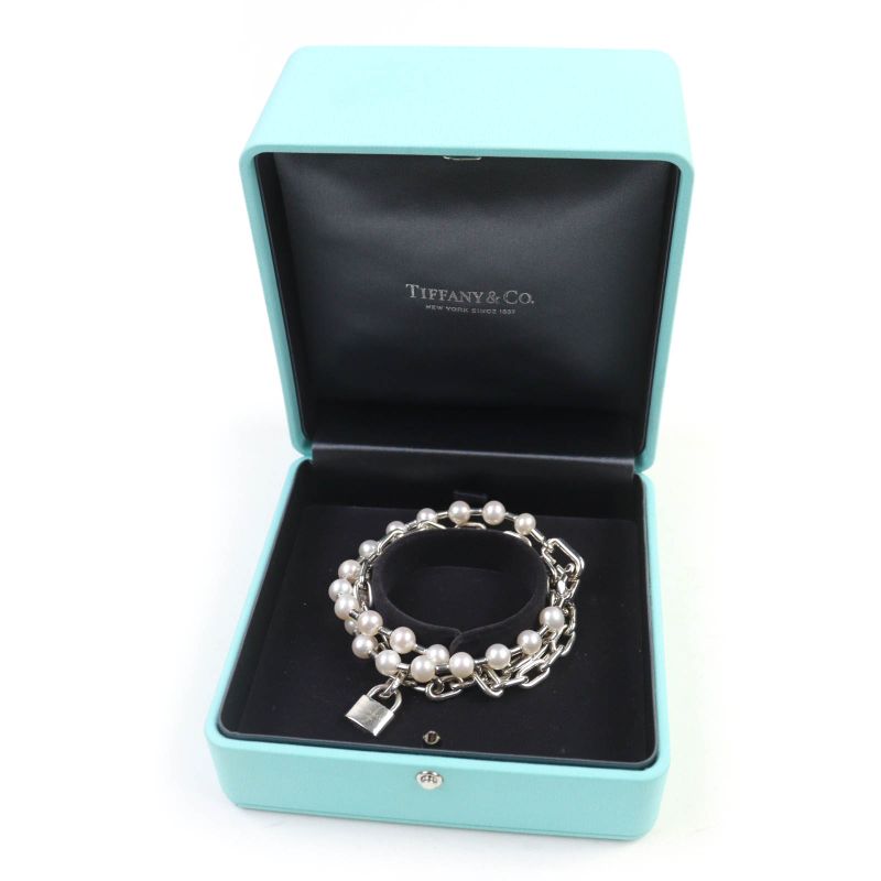 Tiffany & Co Hardware Pearl Lock Bracelet Medium Ag925 Silver With