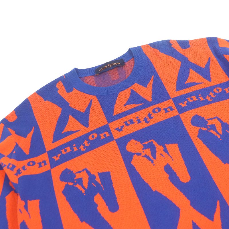 Louis Vuitton 23SS Jazz Flyer 100% Cotton Short Sleeve Knit Orange Blue XL