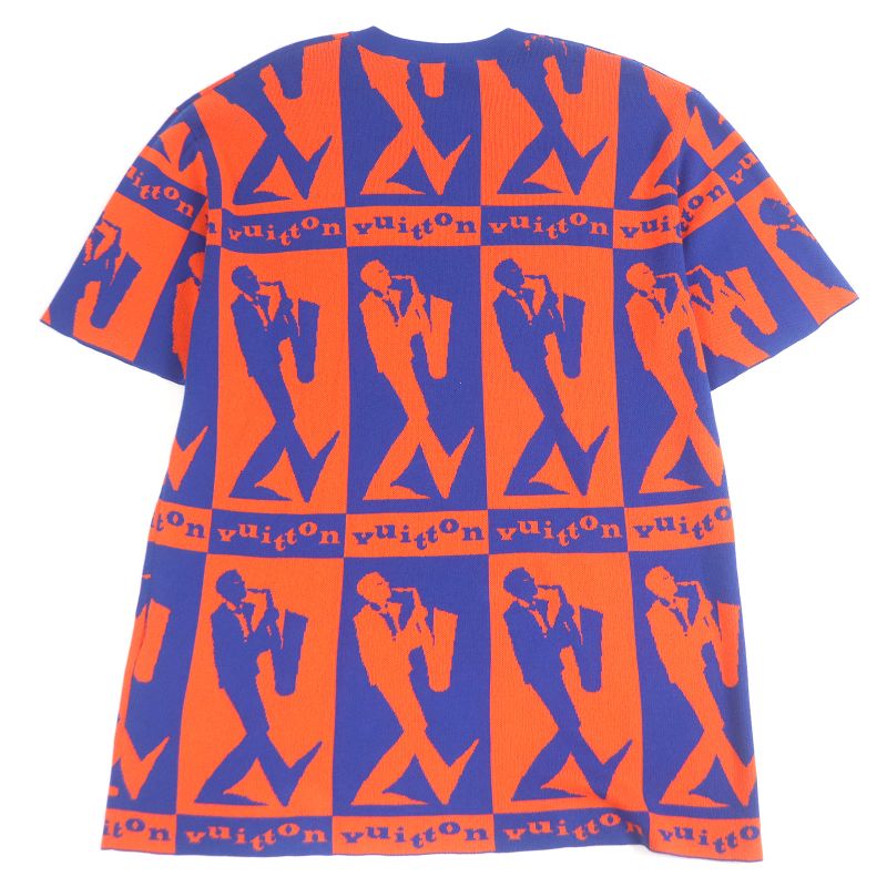 Louis Vuitton 23SS Jazz Flyer 100% Cotton Short Sleeve Knit Orange Blue XL