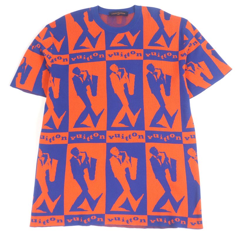Louis Vuitton 23SS Jazz Flyer 100% Cotton Short Sleeve Knit Orange Blue XL