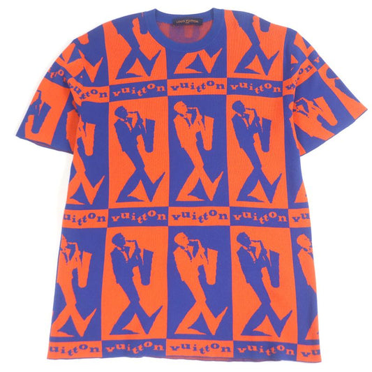 Louis Vuitton 23SS Jazz Flyer 100% Cotton Short Sleeve Knit Orange Blue XL