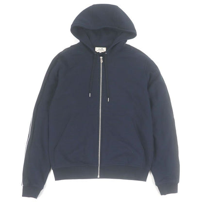 Hermes 24SS Run H 100% Cotton Sidelined Lined H Logo Zip Hoodie Navy S Made In