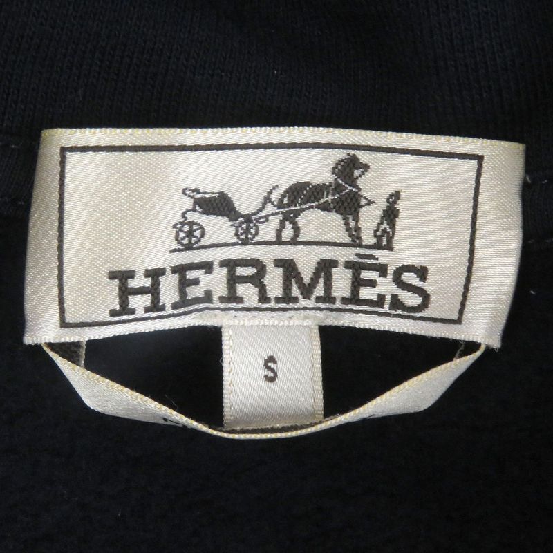 Hermes 24SS Run H 100% Cotton Sidelined Lined H Logo Zip Hoodie Navy S Made In
