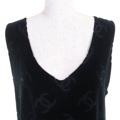 CHANEL Vintage 96P P06802 Cotton Coco Mark Allover Velour Sleeveless Dress