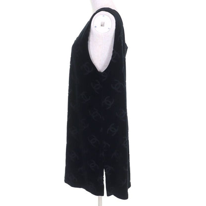 CHANEL Vintage 96P P06802 Cotton Coco Mark Allover Velour Sleeveless Dress