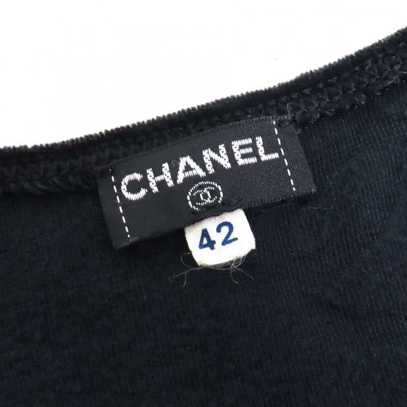 CHANEL Vintage 96P P06802 Cotton Coco Mark Allover Velour Sleeveless Dress