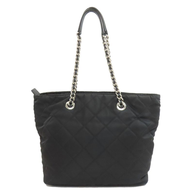 Prada Logo Hardware Chain Shoulder Tote Bag Nylon Women