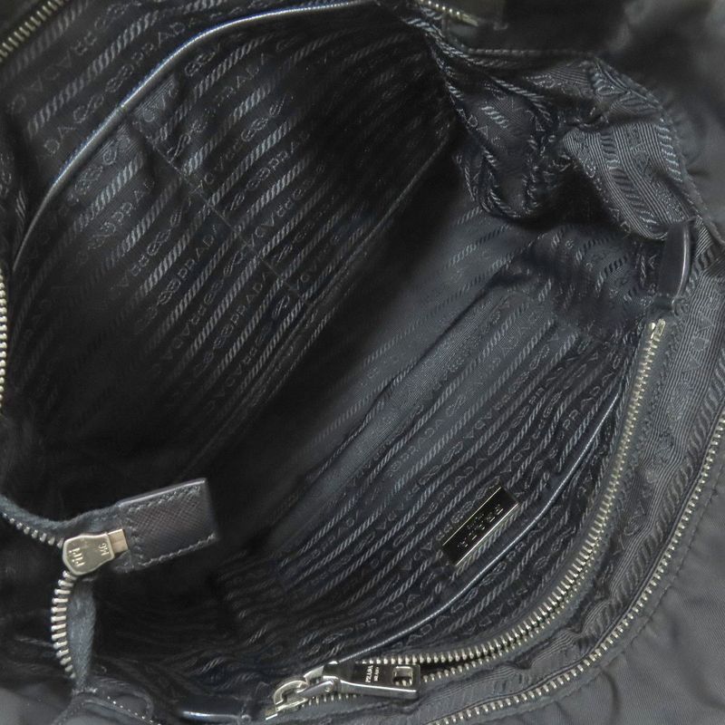 Prada Logo Hardware Chain Shoulder Tote Bag Nylon Women