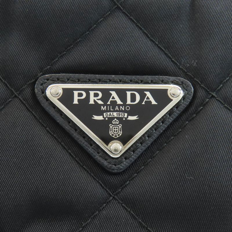 Prada Logo Hardware Chain Shoulder Tote Bag Nylon Women
