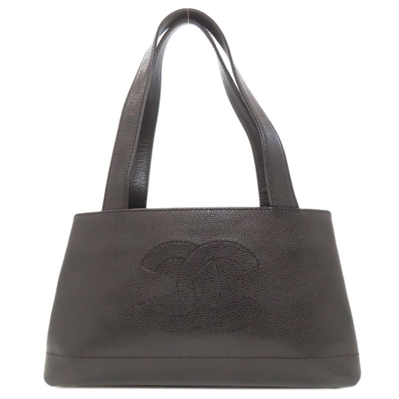 Chanel Coco Mark Gold Hardware Handbag Grained Calfskin Women