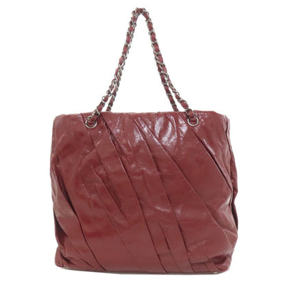 Chanel Chain Tote Coco Mark Silver Hardware Tote Bag Calf Women