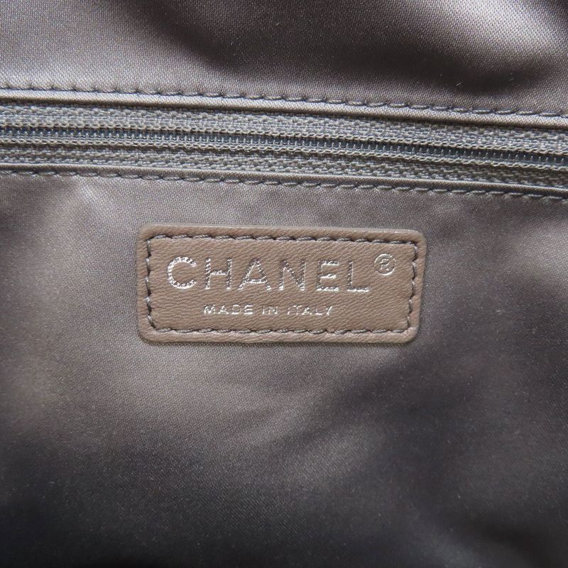 Chanel Chain Tote Coco Mark Silver Hardware Tote Bag Calf Women