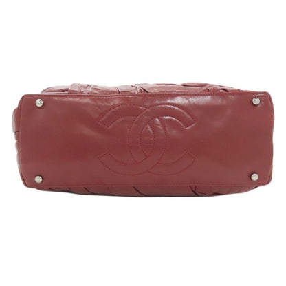 Chanel Chain Tote Coco Mark Silver Hardware Tote Bag Calf Women